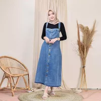 Baju Gamis Wanita Terbaru Candy Overall Denim Jumpsuit Dress Murah