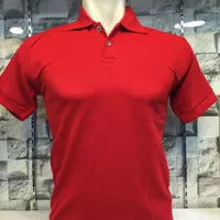 Kaos kerah Lengan Pendek merah polos dewasa#kerah pria/wanita - Merah, XXXL