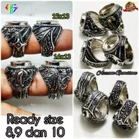 Cincin Ring Ikat Emban Alpaka Motif Keris dan Pedang 3D Wrn Stainless