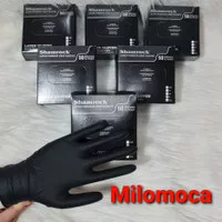 Sarung tangan lateks warna hitam merek shamrock non powder isi 50