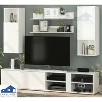 Wall unit rak tv meja tv buffet tv dengan rak gantung set by prodesign