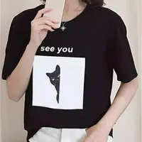 Tshirt See You Kaos Lengan Pendek Bergambar Atasan Wanita (LD90,P57)