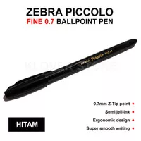 Pulpen Zebra Piccolo Fine 0.7 Bolpoin Hitam Semi Jell-ink Pen