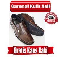 Sepatu Pria Kulit 100% Sepatu Pantofel Sepatu Crocodile A6 Cokelat