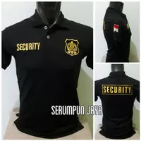 KAOS SECURITY HITAM LOGO KUNING - KAOS KERAH SECURITY FULL BORDIR