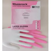 sarung tangan lateks kare shamrock pink non powder isi 50