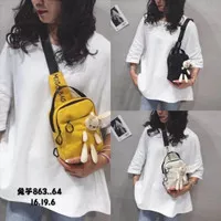 TAS SELEMPANG DADA SLING BAG BONEKA LUCU KANVAS IMPOR 863#