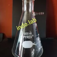 Filtering flask/erlenmeyer flask pipa samping 1000 ml PYREX