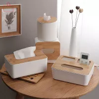 Kotak Tisu Tissue Kayu Smartphone Holder Tempat Tissue Box Minimalis 2