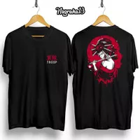 KAOS SABLON DISTRO TROOP SAMURAI JAPAN T SHIRT HITAM MURAH KEREN