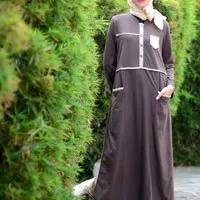Gamis Alnita AG-03 Coklat Baju Muslim Bahan Kaos CVC