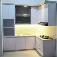 kitchen set minimalis, lemari gantung, tempat makanan dapur