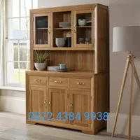 Lemari Dapur Rak Piring Kayu Jati Minimalis Bufet Cabinet Retro Antik