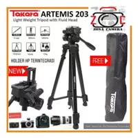 Takara Artemis 203 Tripod Video Tripod Kamera Smartphone Fluid Head Hp