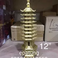 pagoda pajangan - kuningan asli t 12 inch