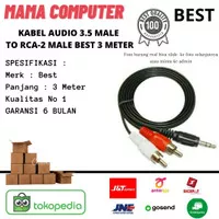 Kabel Audio 3.5 Male To RCA-2 Male BEST 3 Meter / SAN XUN (Hitam)