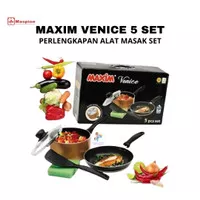 MAXIM VENICE SET (PANCI 17cm+TUTUP KACA+WAJAN 20cm+SPATULA+SPONGE)