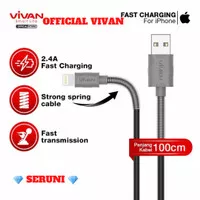 hitam kabel Vivan FL100 2.4A 1M Spring Lighting for iphone5 - Hitam