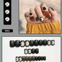 pipolo kuku palsu motif daisy black natural fake nails import
