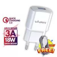 Charger Hp Original VIVAN Power Oval 3.0 II 18W FREE Kabel Quick Charg