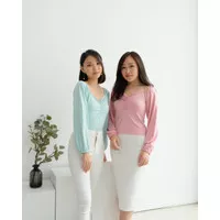 Top Korea Bahan Stretch Super Cantik - Orine Long Shoulder Top