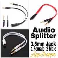 Headphone Splitter 3.5mm Female to 2 Dual 3.5mm Male Headphone