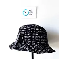 Topi Stussy Bucket Hat printed Corduroy Black Original BNWT