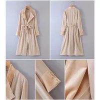 LONG CARDIGAN WANITA/ COAT WANITA MUSIM DINGIN WARNA BEIGE VELVET PREM