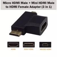Converter 3 in 1 HDMI Female to Mini HDMI & Micro HDMI Adapter T