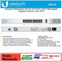 UBIQUITI SWITCH 24PORT US-24 UNIFI Managed Gigabit Switch +SPF Non POE