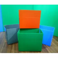 Kardus Plastik Impraboard Box Parcel Orange Blue Green Gray