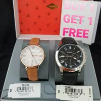 Jam Tangan Couple Fossil FS 4812 Kulit Original 44mm 35mm Fullset