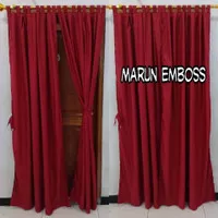 Gorden Pintu Gorden Jendela Polos Embos Maroon Merah Tali 120x200