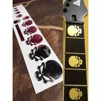 Sticker Inlay Skull Tengkorak Fingerboard Gitar Bass Akustik Elektrik