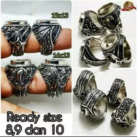 Cincin Ring Ikat Emban Alpaka Bakar Motif Keris dan Pedang 3D Warna