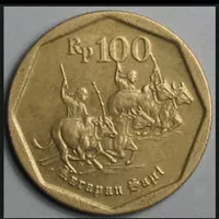 Uang koin kuno 100 rupiah karapan sapi tahun campur Kuningan