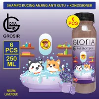 GROSIR Shampo Kucing Anjing Anti Kutu Aroma Lavender Gloria 250ML-6PCS