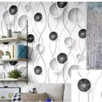 Wallpaper Sticker Putih Polkadot Hitam gelombang 45cmx10m