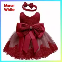 baju gaun anak perempuan 1-4thn dress pesta corie natal marun white