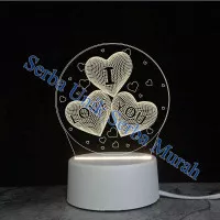 Lampu Tidur / Pajangan Lampu Hias 3D Model Hati I Love U