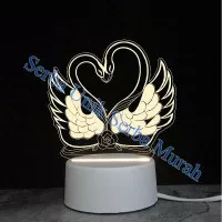 Lampu Tidur / Pajangan Lampu Hias 3D Model Swan Love