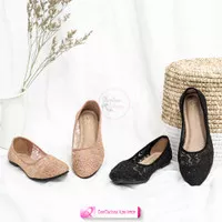 FLATSHOES MADISON Shoes Balet Woman Full Brukat Hitam Mocca