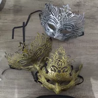 topeng pesta /halloween carnival mask rustic gold silver