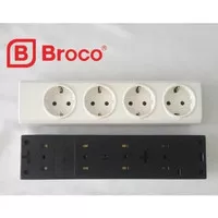 Stopkontak Broco 4 Plug / Stopkontak 4 Lubang Terminal Kuningan