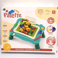 Magnetic drawing board 2 in 1/mainan edukasi anak/palette block 2 in1