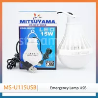Lampu Bohlam USB 15 Watt LED Emergency Lamp Kabel 1.5 Meter Mitsuyama