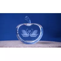 Pajangan Crystal 3D Love Apple Kristal Apel K9 Motif Hati Cinta