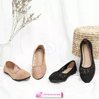 FLATSHOES MADISON Shoes Balet Woman Full Brukat Hitam Mocca