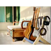 Rak Gitar Kayu Lambda universal serbaguna eco daur ulang guitar stand