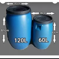 drum plastik biru / tong sampah 60 liter / 120 liter (bisa pakai kran)